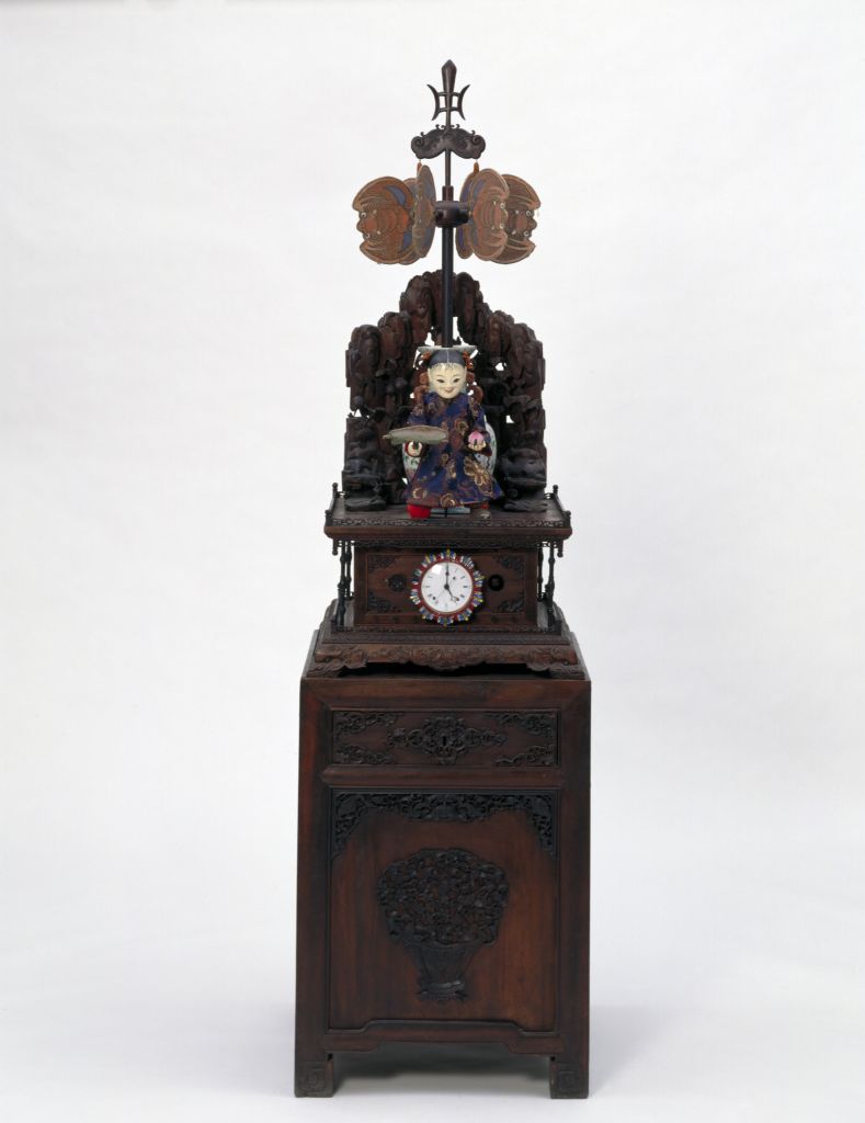 图片[1]-Redwood character fan clock-China Archive